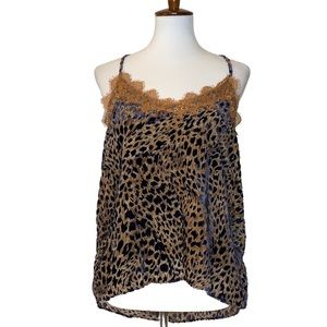 KARLIE Monkee’s Leopard Velvet Cami Top in Navy L